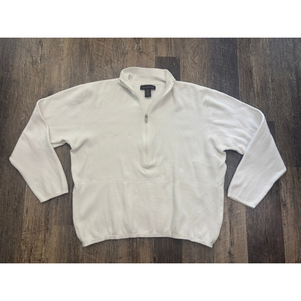 Banana Republic Mens XL Off White 100% Cotton Quarter Zip Pullover Sweater